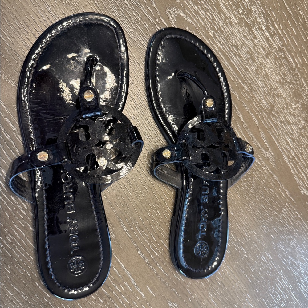 Tory Burch Glossy Black Sandals